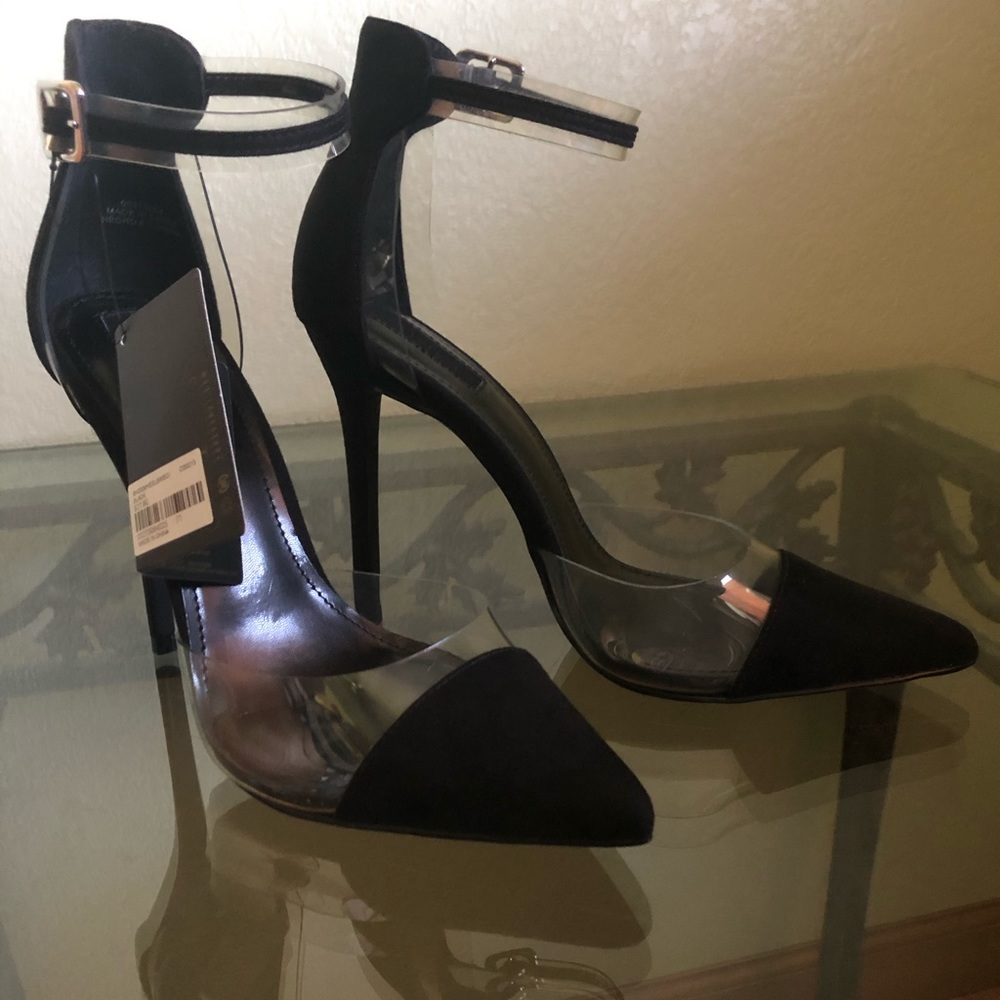 Trendy black and clear heels